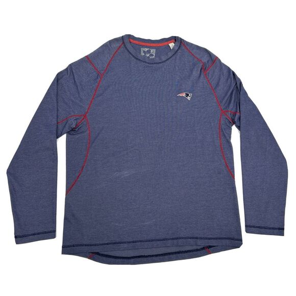 New‎ England Patriots Tommy Bahama Football Shirt Men's Large Blue Long Sleeve - Picture 1 of 11